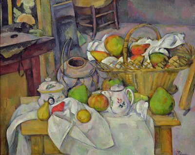 Ainda vida com cesta, 1888-90 de Paul Cézanne